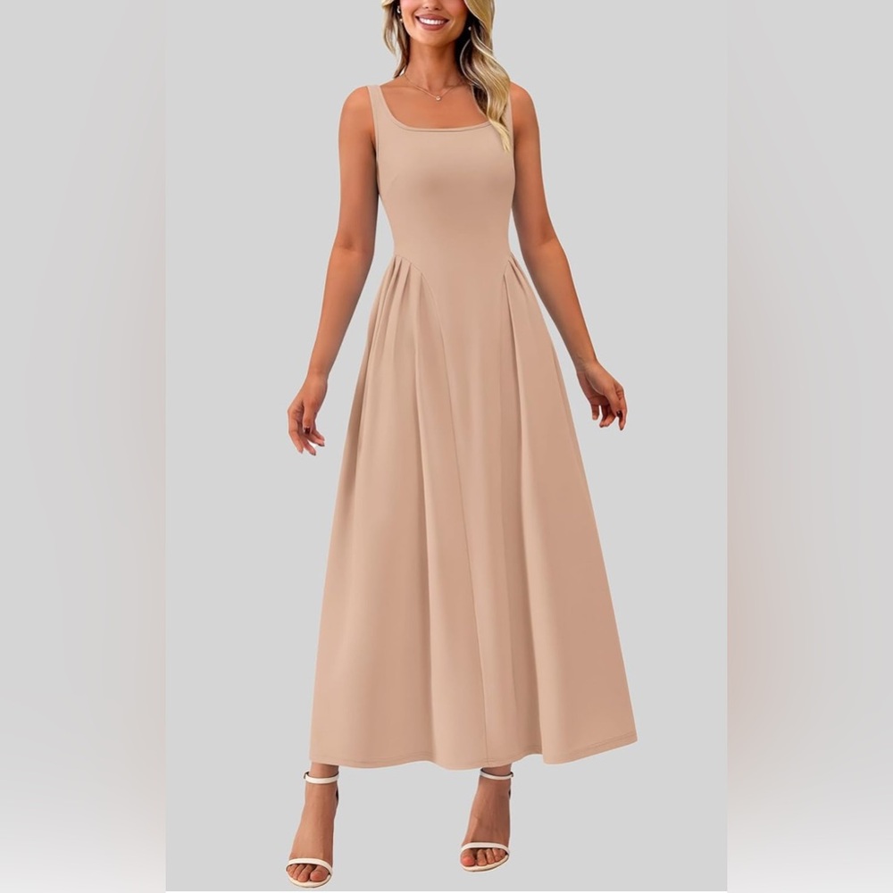 PRETTYGARDEN Solid Color 2025 Elegant Scoop Neck Cocktail Semi Formal Midi Dress